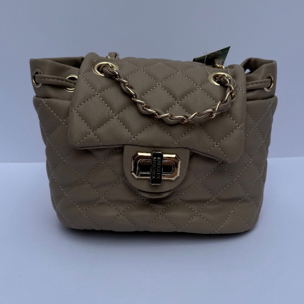 Badgley Mischka Taupe Quilted Mini Bag